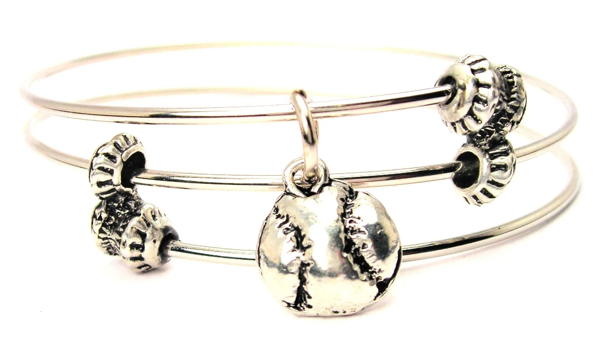 Softball Baseball Triple Style Expandable Bangle Bracelet