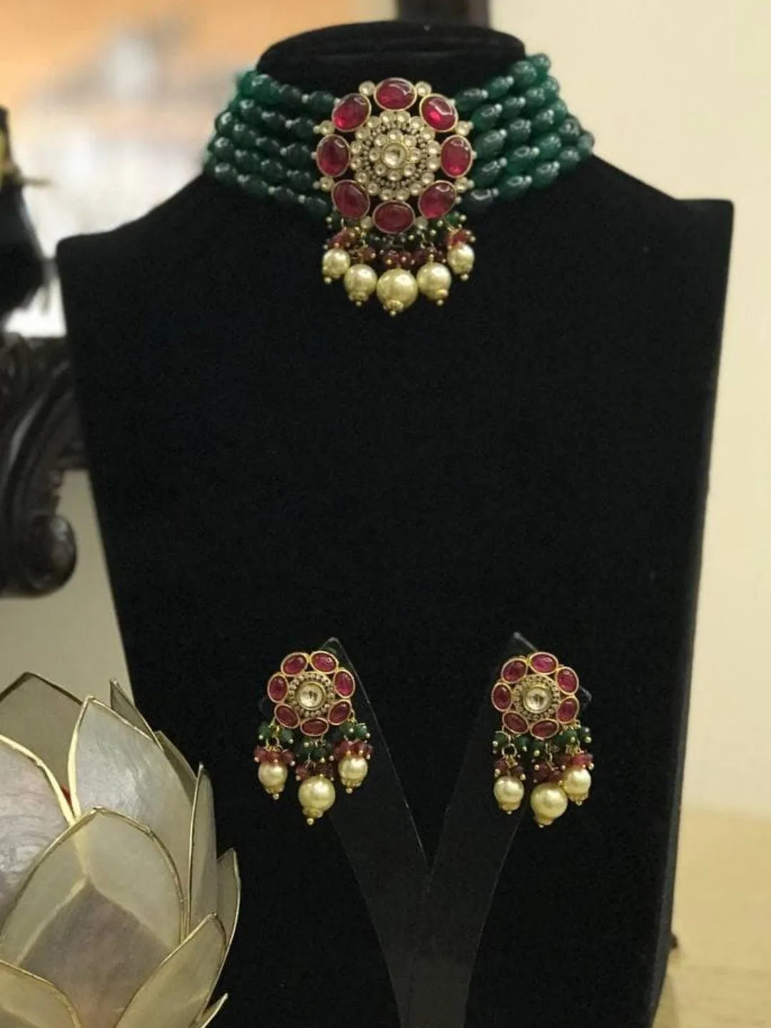 Sonal Chauhan In Precious Choker Beaded Necklace Set