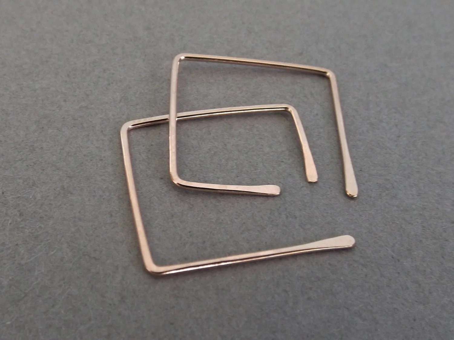 Square Earrings, Square Post Earrings, Square Hoop Earrings, Square Earrings, Rose Gold Earrings, Customizable Earrings, Square Jewelry