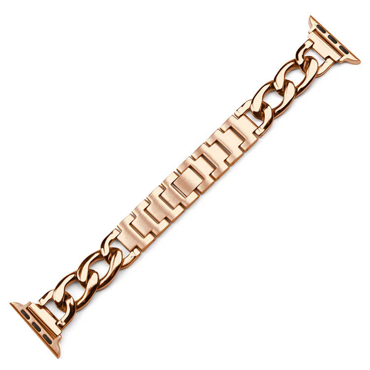 Stainless Steel Chain Bracelet Compatible With Apple Watch Band for 42MM 44MM 45MM- Rose Gold