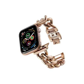 Stainless Steel Chain Bracelet Compatible With Apple Watch Band for 42MM 44MM 45MM- Rose Gold
