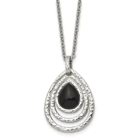 Stainless Steel Textured Black Onyx necklace