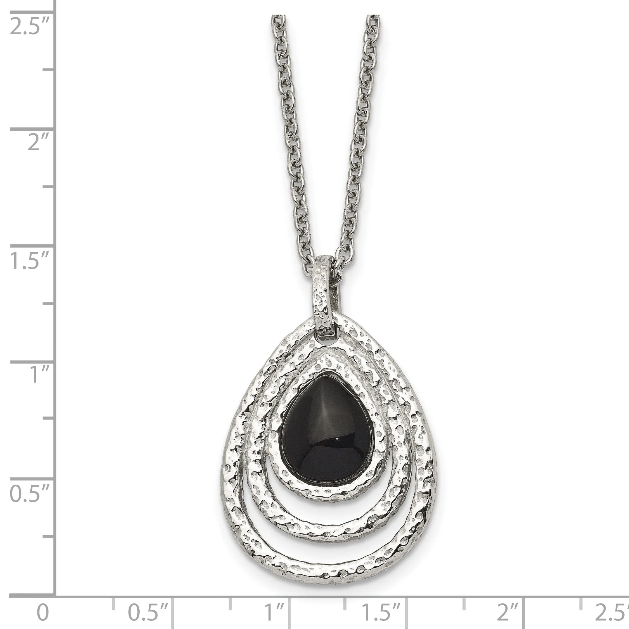 Stainless Steel Textured Black Onyx necklace