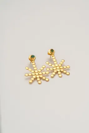 Star Collection Bronze & 24k gold plated and colombian emerald 2 IN 1 Earrings