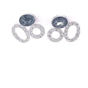 Sterling Silver Crystal Triple Oval Earrings