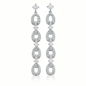 Sterling Silver Cubic Zirconia Link Drop Earrings