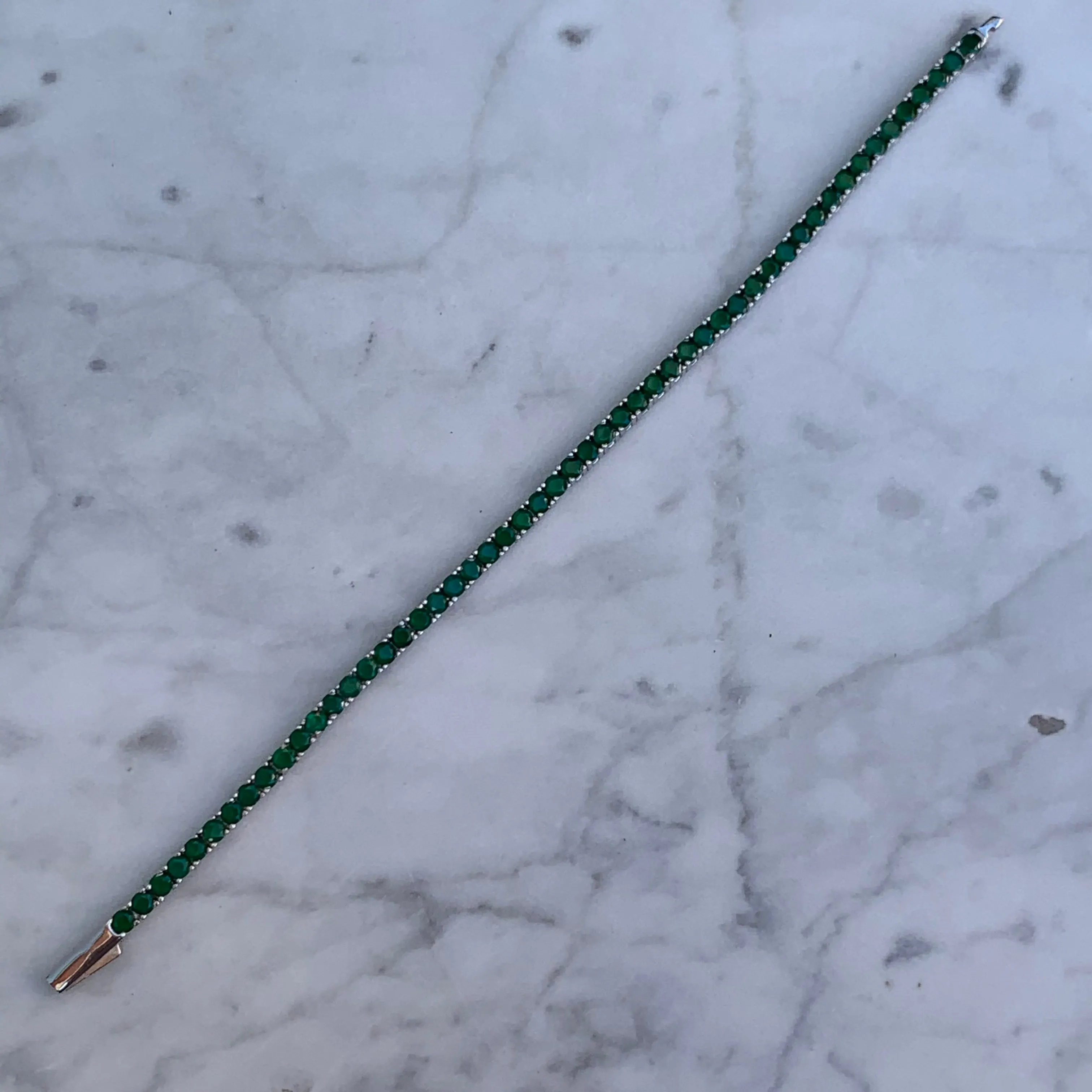 Sterling silver green emerald tennis bracelet