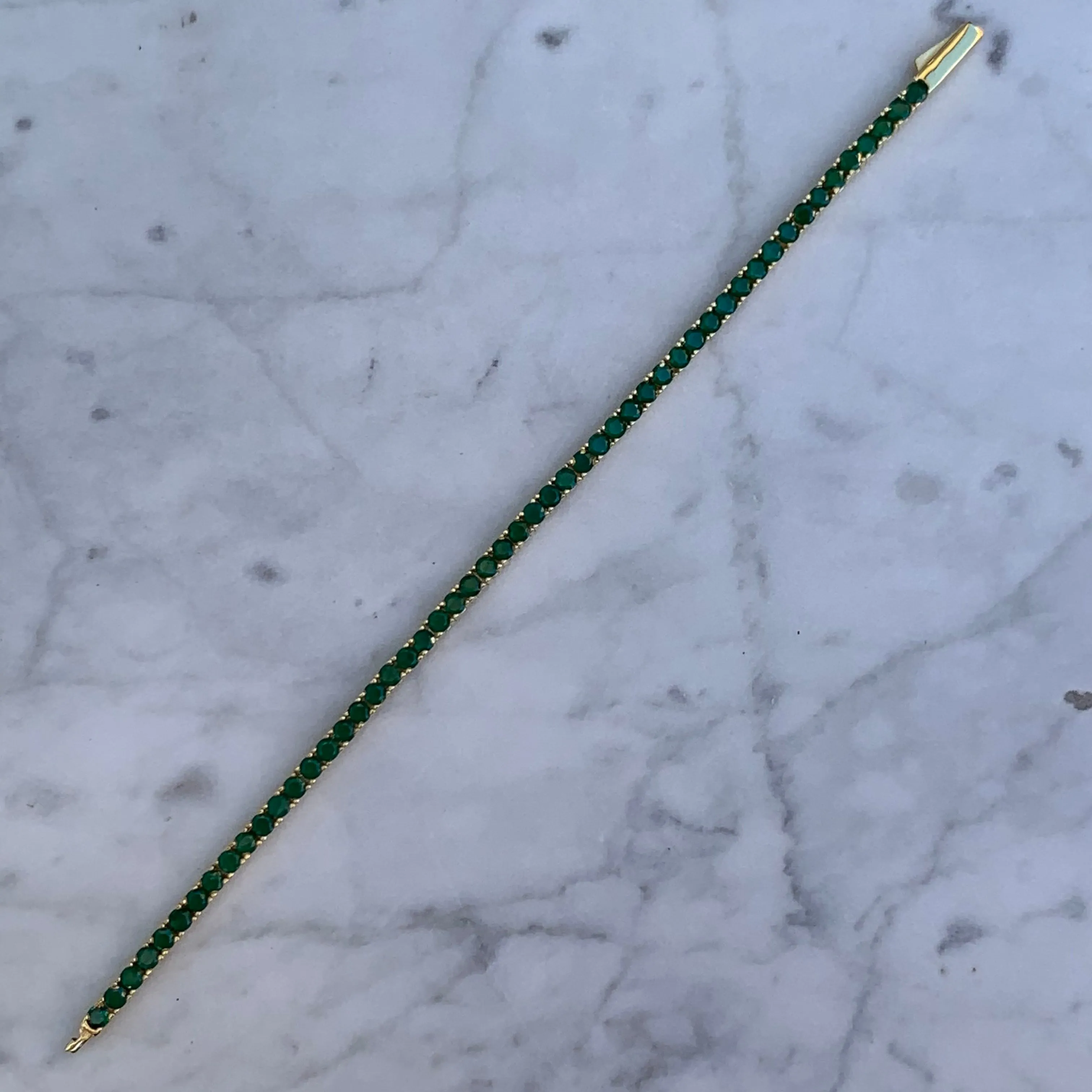 Sterling silver green emerald tennis bracelet