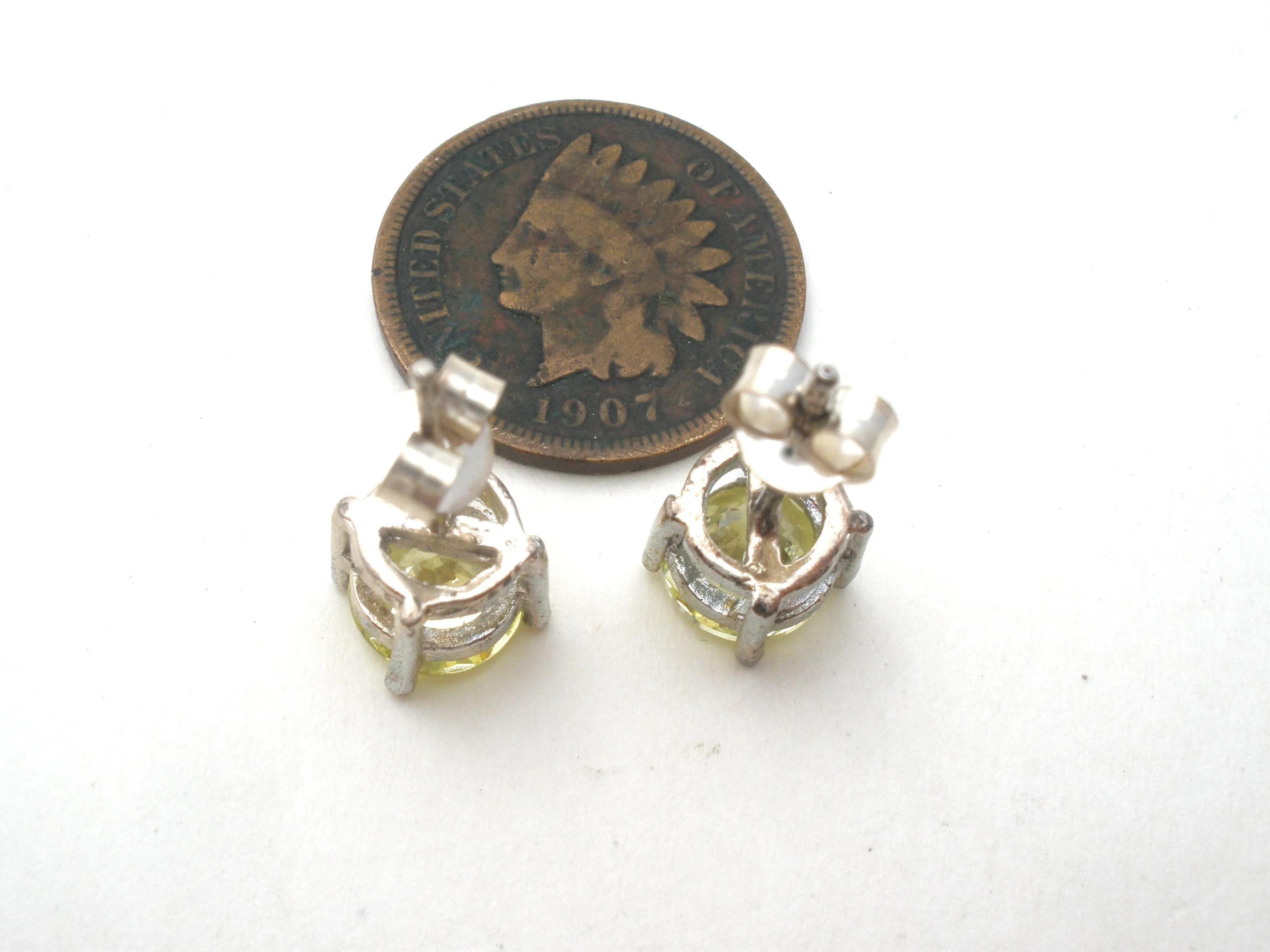 Sterling Silver Green Peridot Stud Earrings
