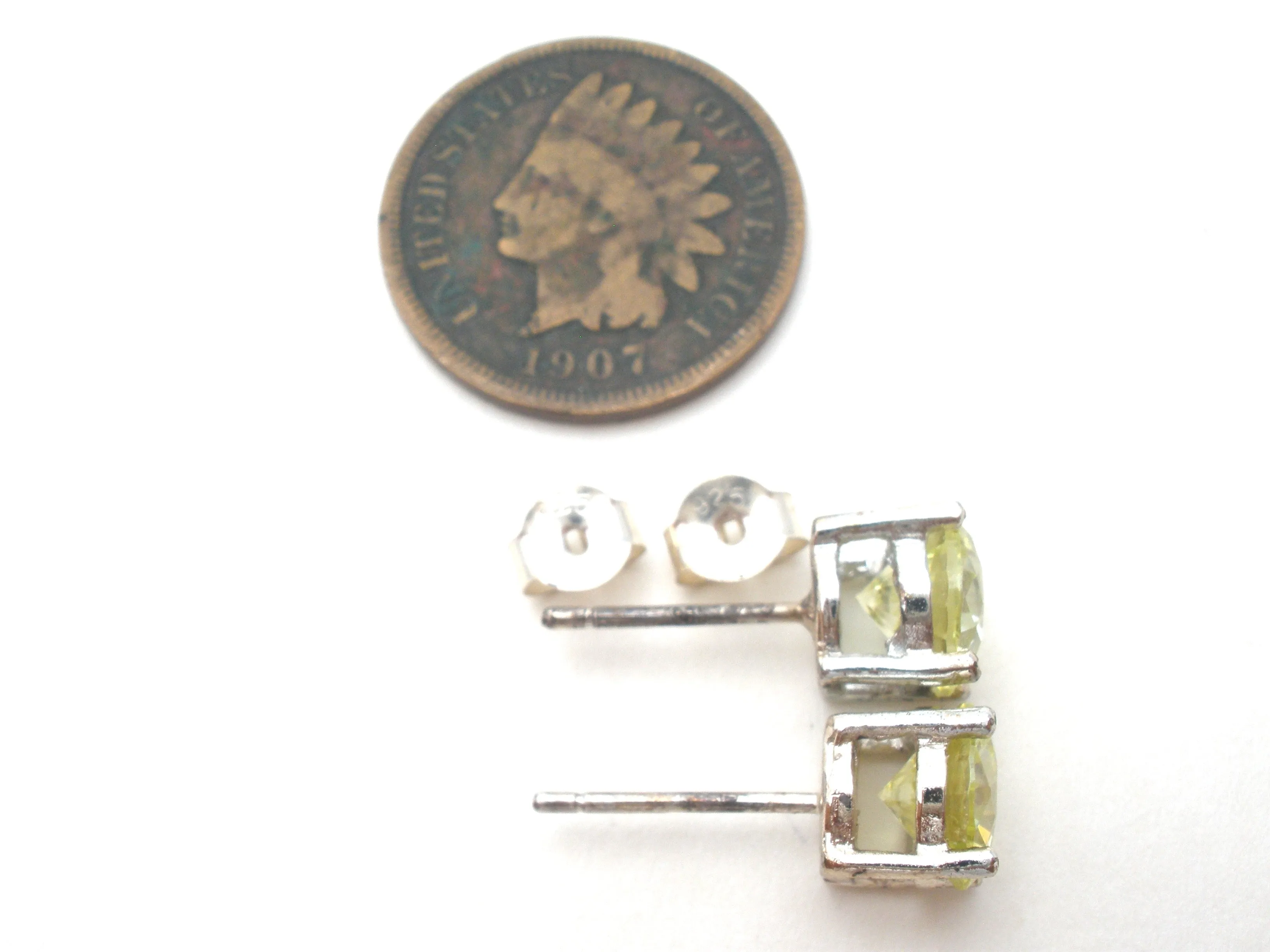 Sterling Silver Green Peridot Stud Earrings