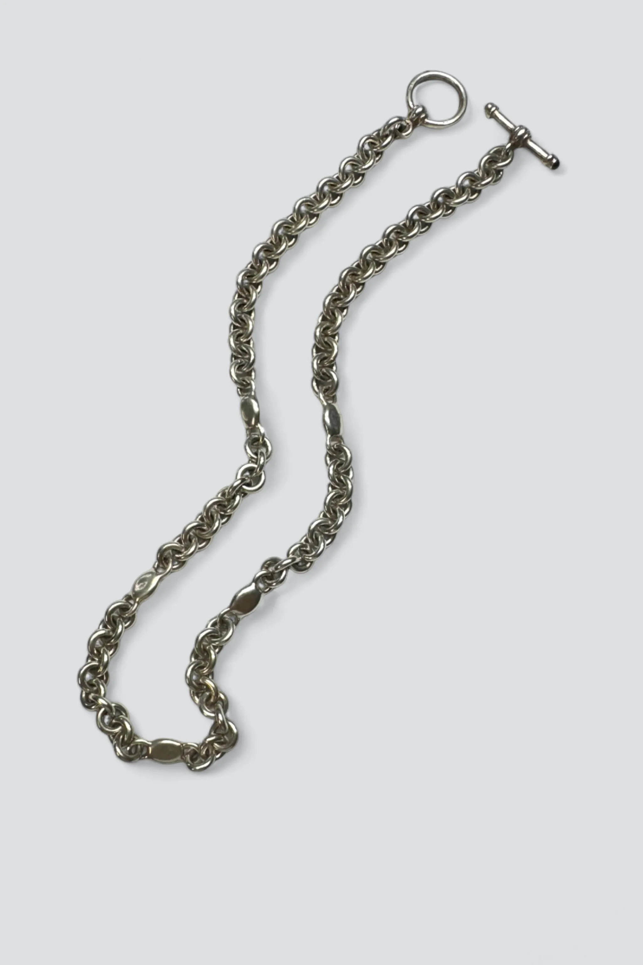 Sterling Silver Mixed Toggle Chain Choker