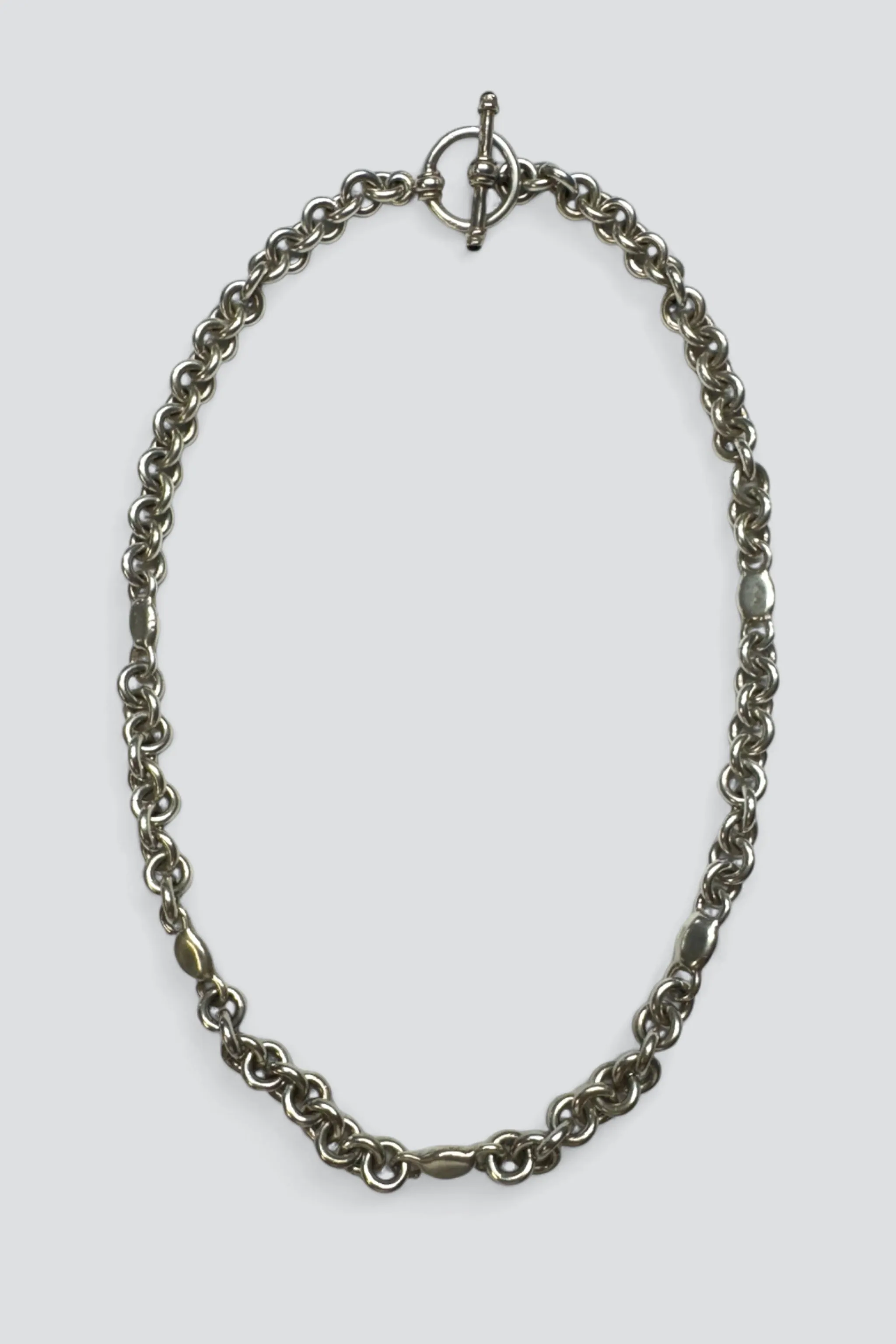 Sterling Silver Mixed Toggle Chain Choker
