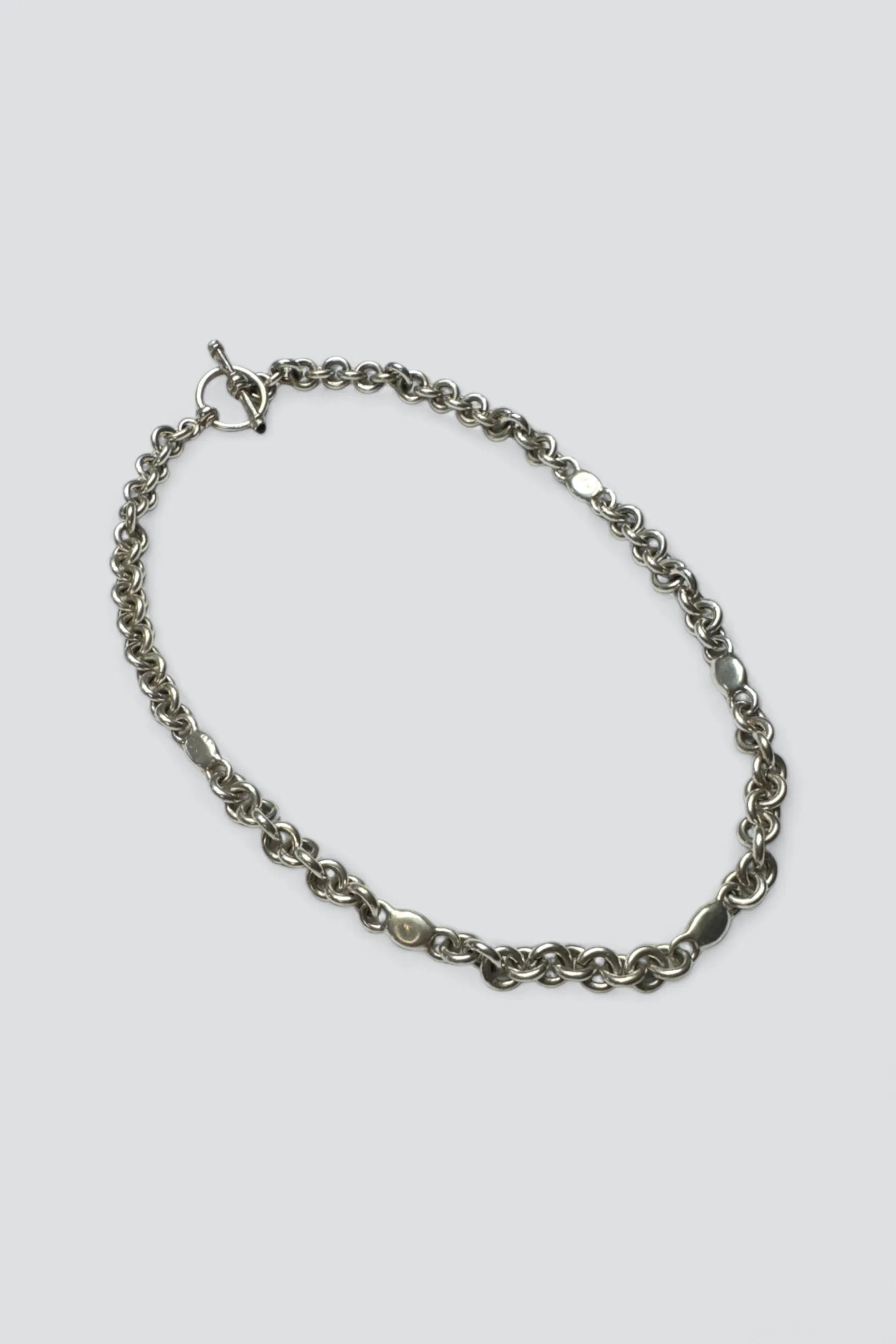 Sterling Silver Mixed Toggle Chain Choker