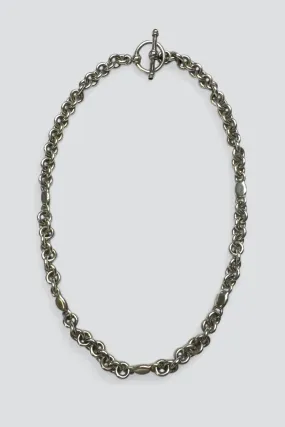 Sterling Silver Mixed Toggle Chain Choker
