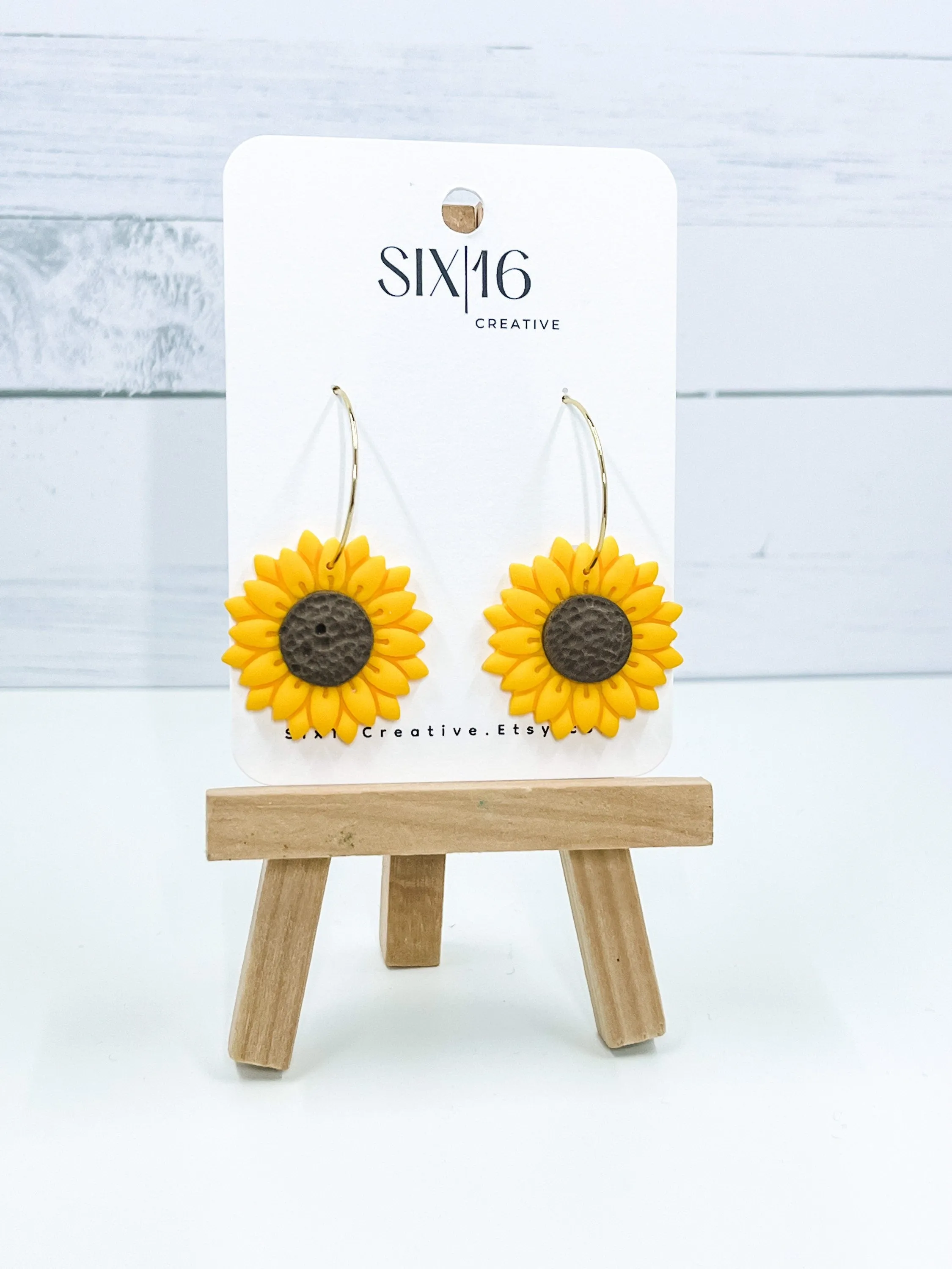 Sunflower Clay Earrings