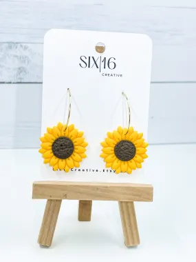 Sunflower Clay Earrings