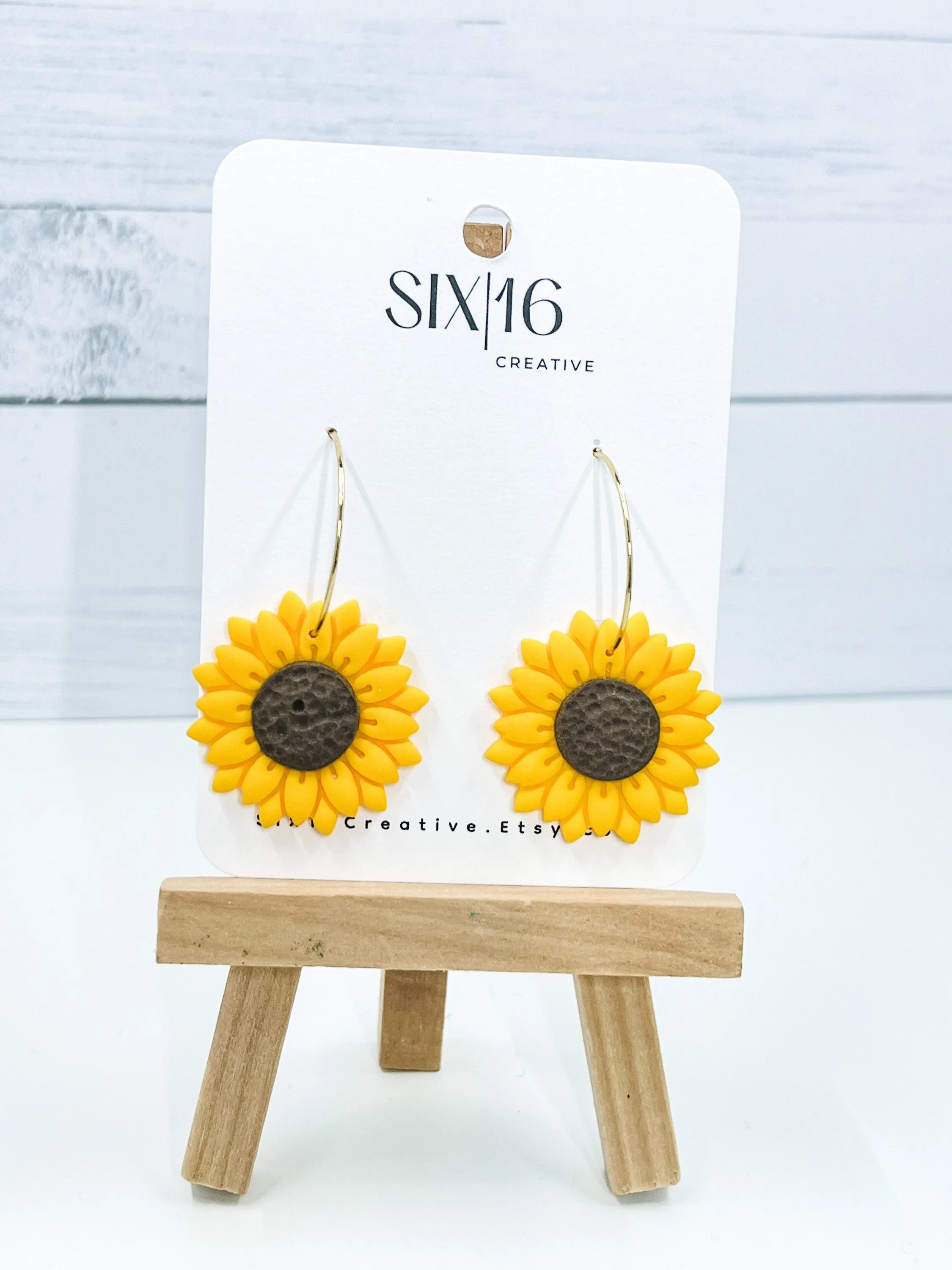 Sunflower Clay Earrings