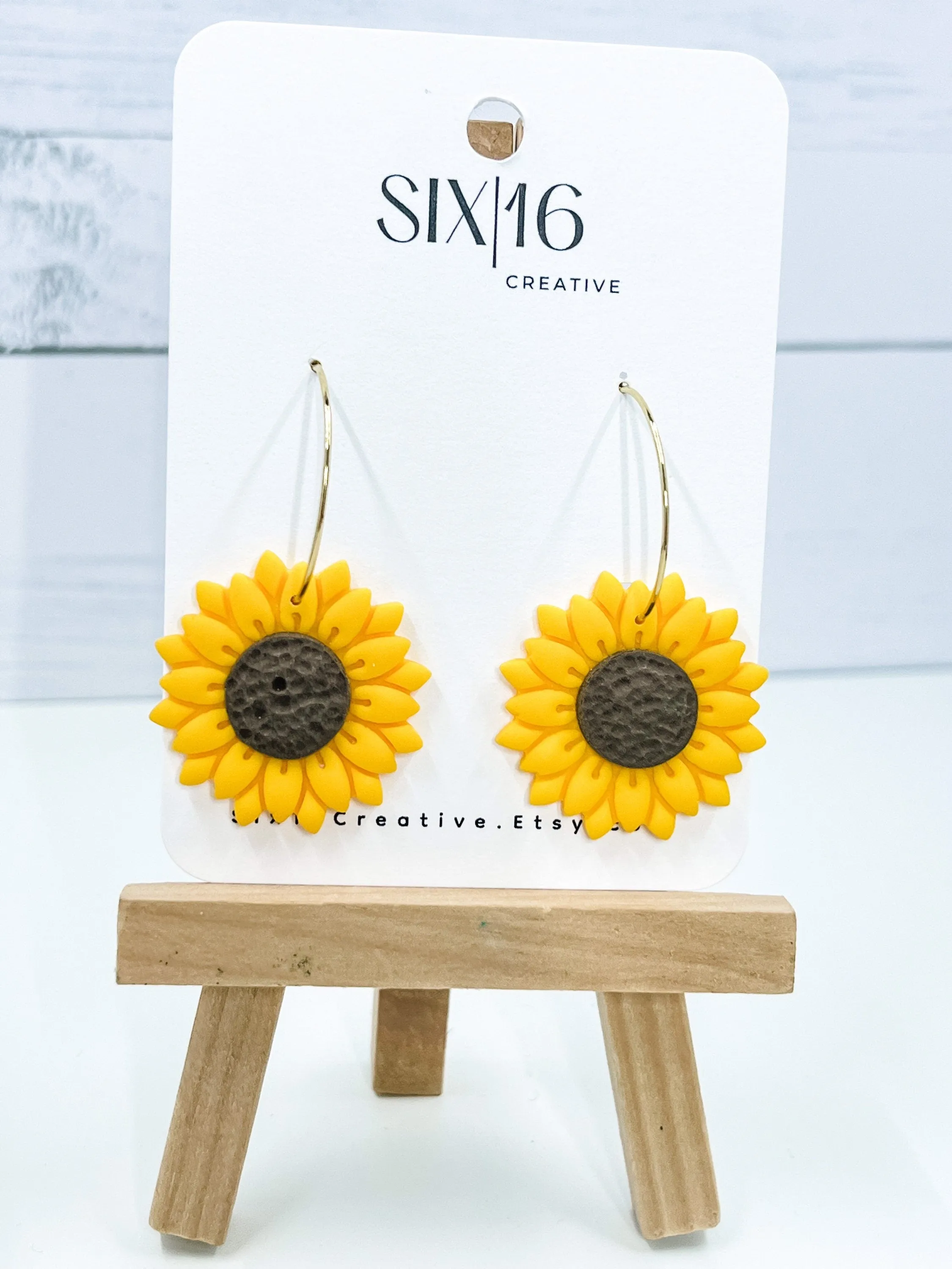 Sunflower Clay Earrings