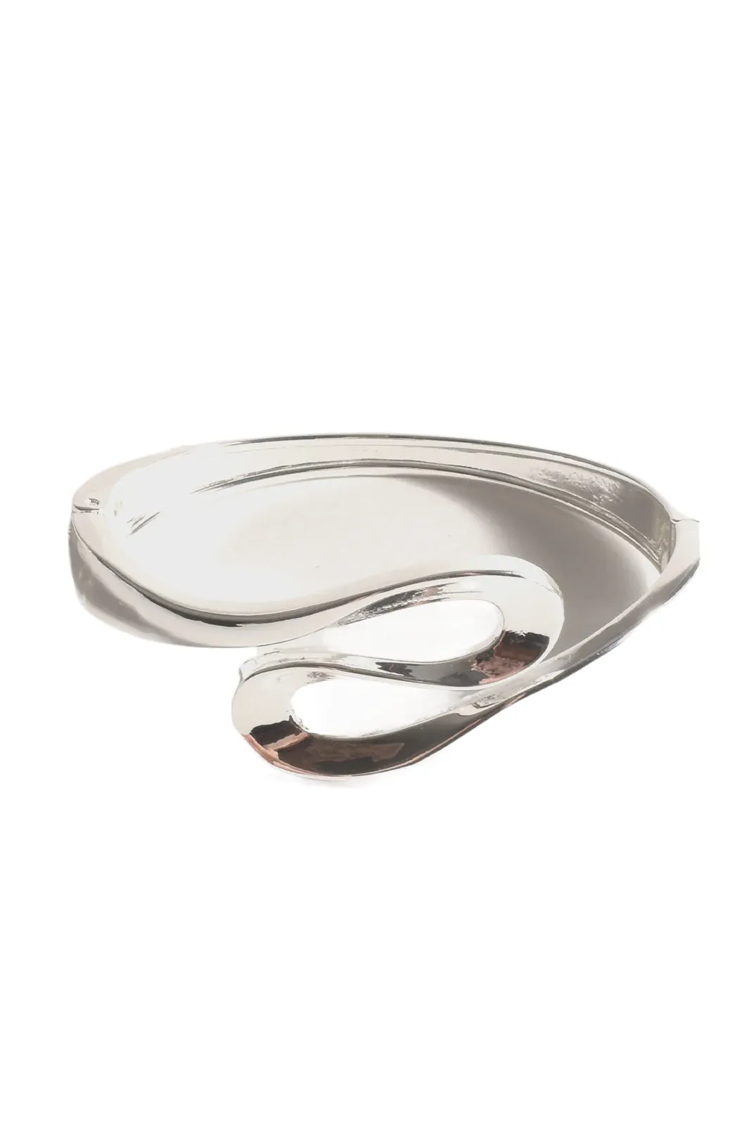 Swirl Front Metal Bangle (Silver)