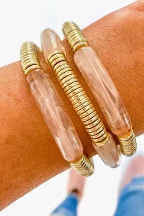 Tan Marble & Gold Bracelet