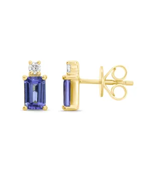 Tanzanite Earrings - 10ct Yellow Gold Tanzanite and Diamond Earrings - 786677
