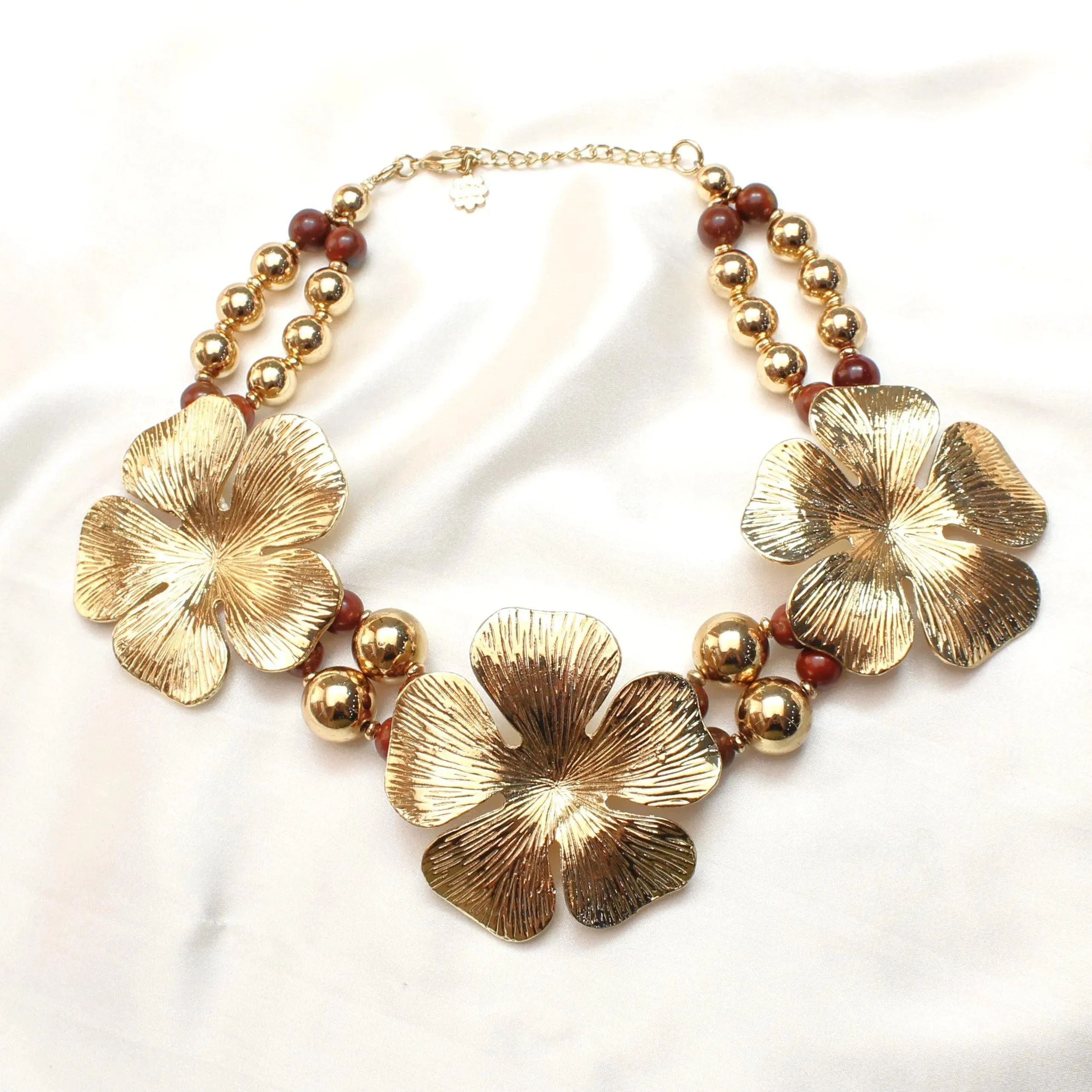 TFC Big Floral Gold Plated Choker Necklace
