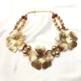 TFC Big Floral Gold Plated Choker Necklace