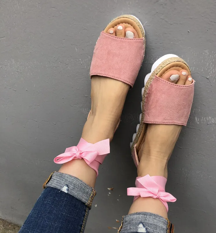 Thick bottom grass fish mouth ankle straps large size sandals ladies sandals - Women's shoes