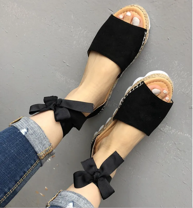 Thick bottom grass fish mouth ankle straps large size sandals ladies sandals - Women's shoes