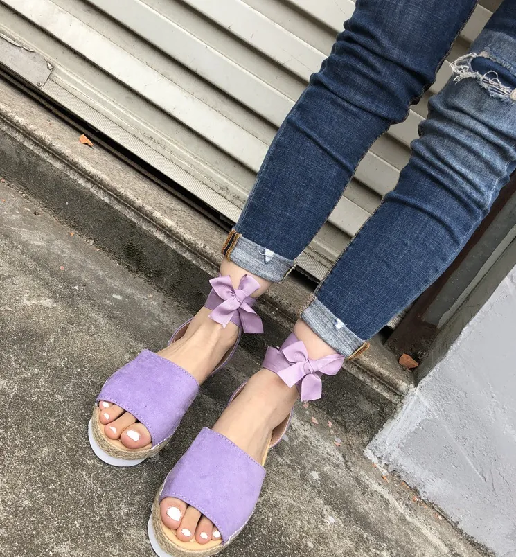 Thick bottom grass fish mouth ankle straps large size sandals ladies sandals - Women's shoes