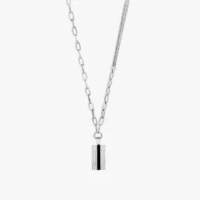 THOMPSON Stripe Grill Mixed Chain Necklace In Stainless Steel
