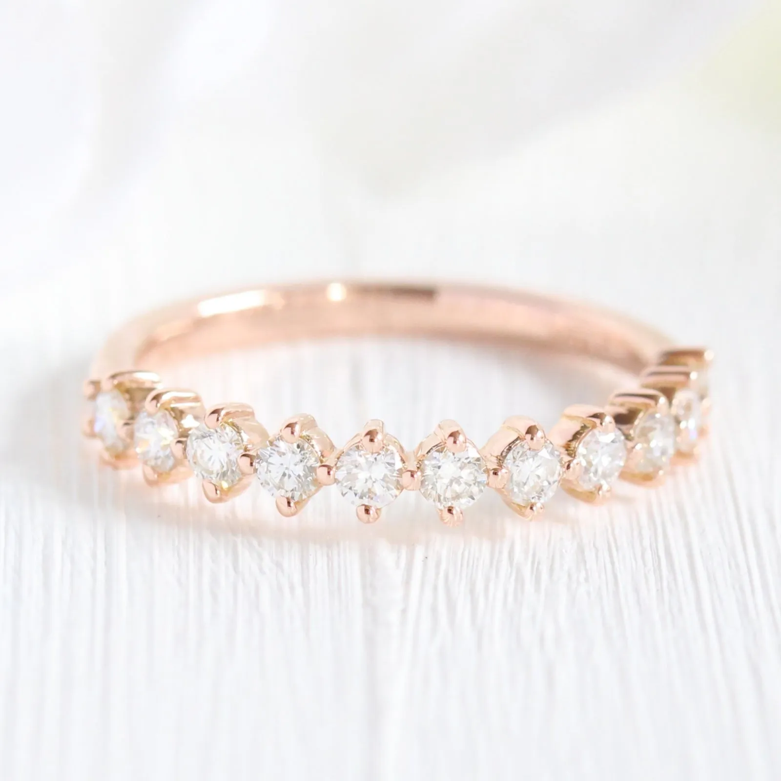 Tiara Halo Marquise Ring Bridal Set w/ Moissanite and 4 Prong Diamond Band