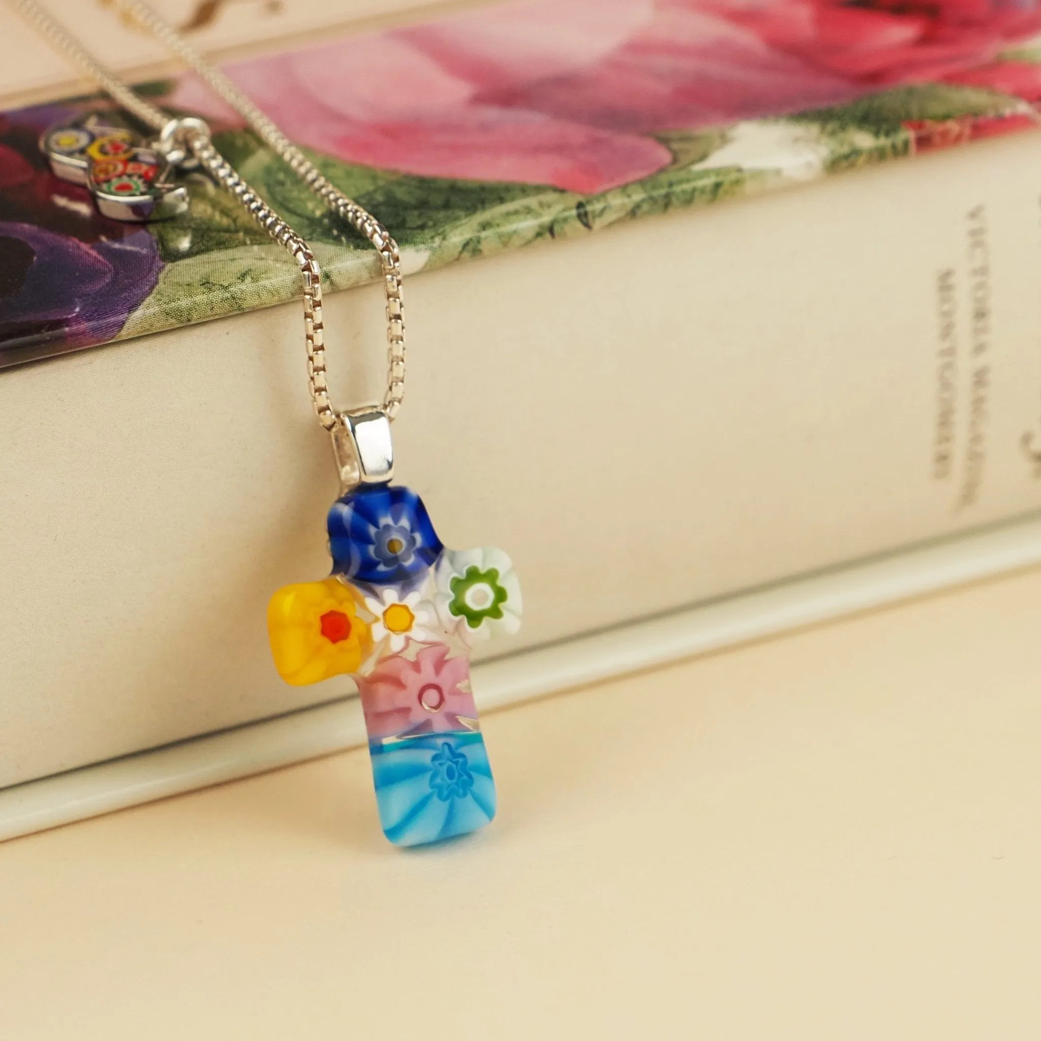 Tiny Cross in Bloom Necklace