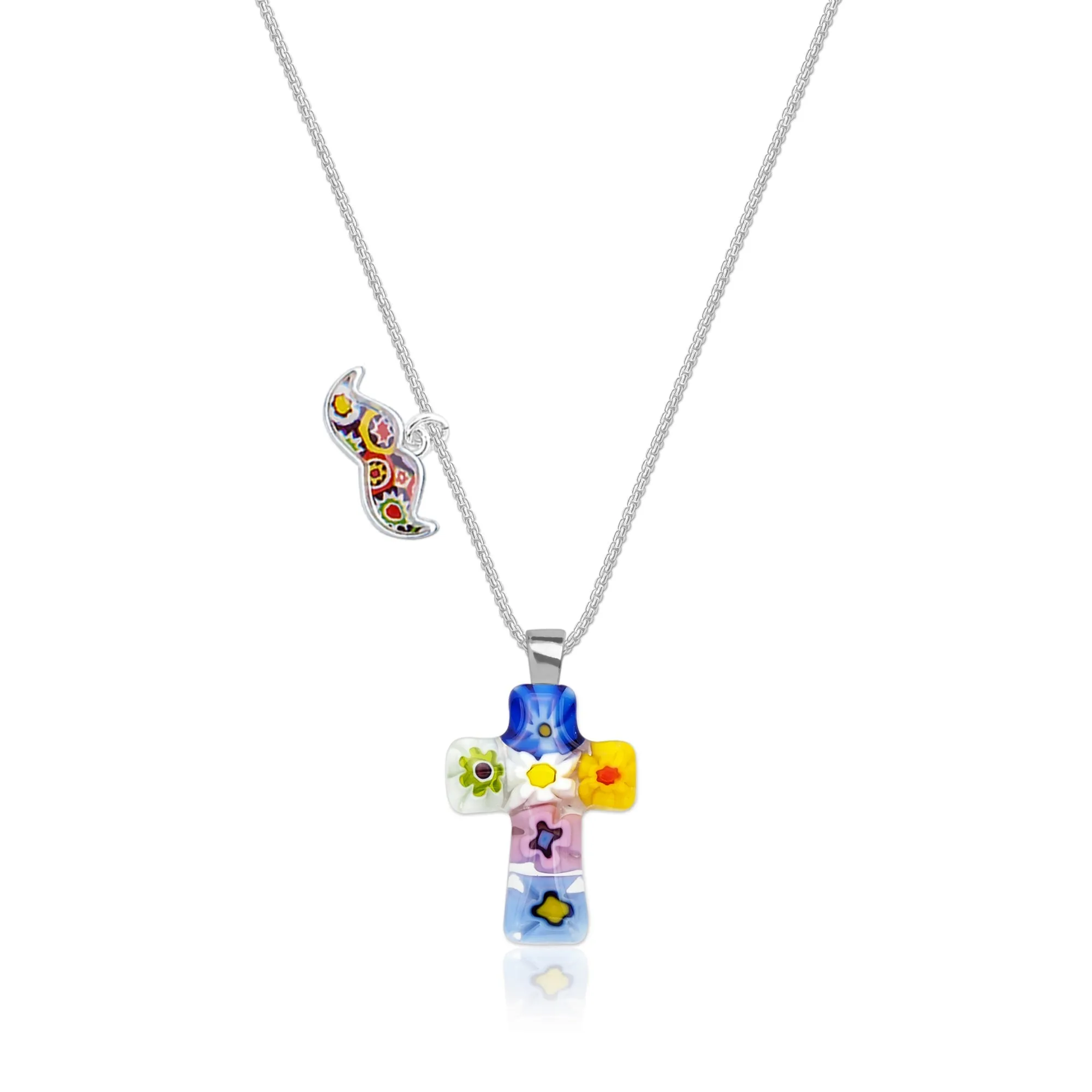 Tiny Cross in Bloom Necklace