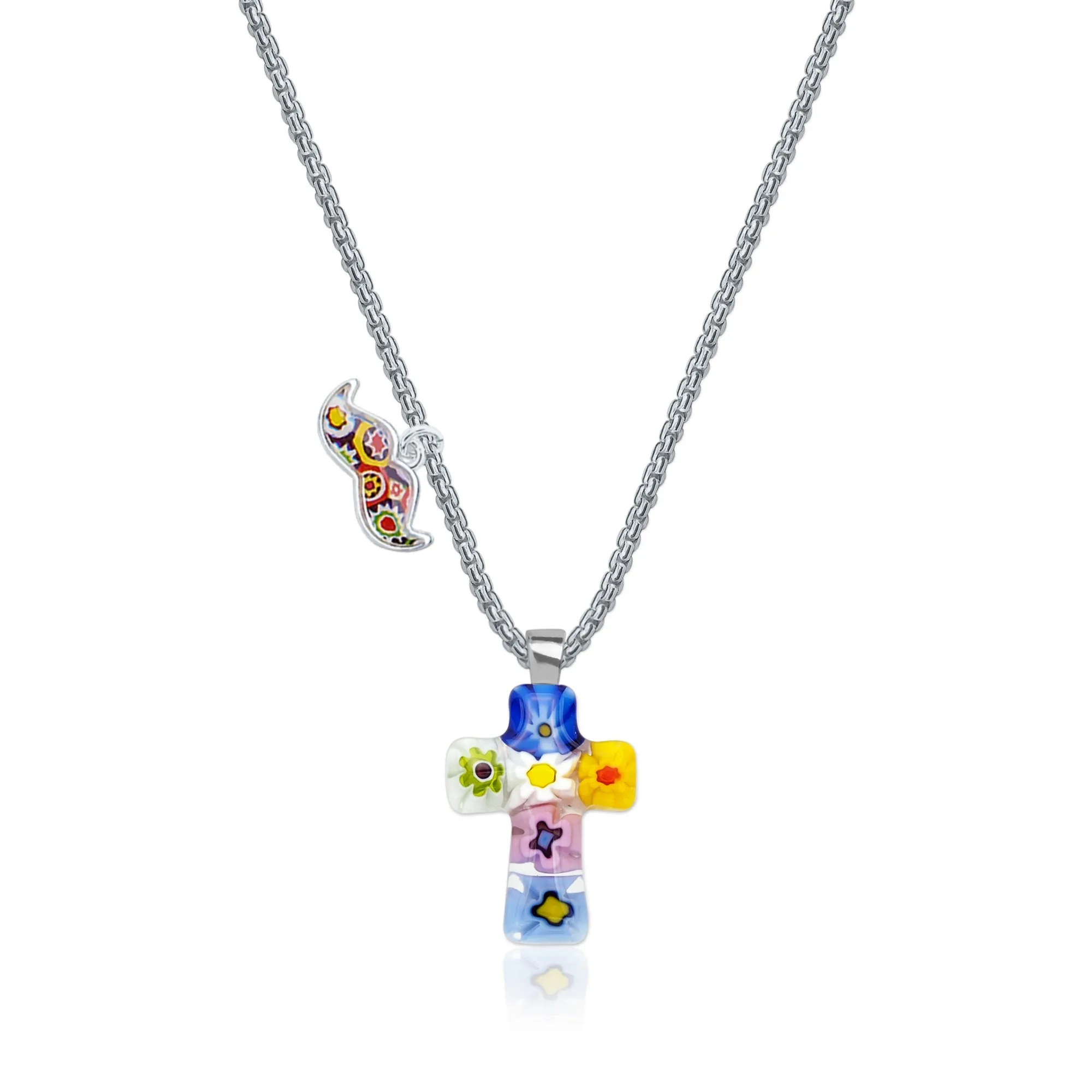 Tiny Cross in Bloom Necklace