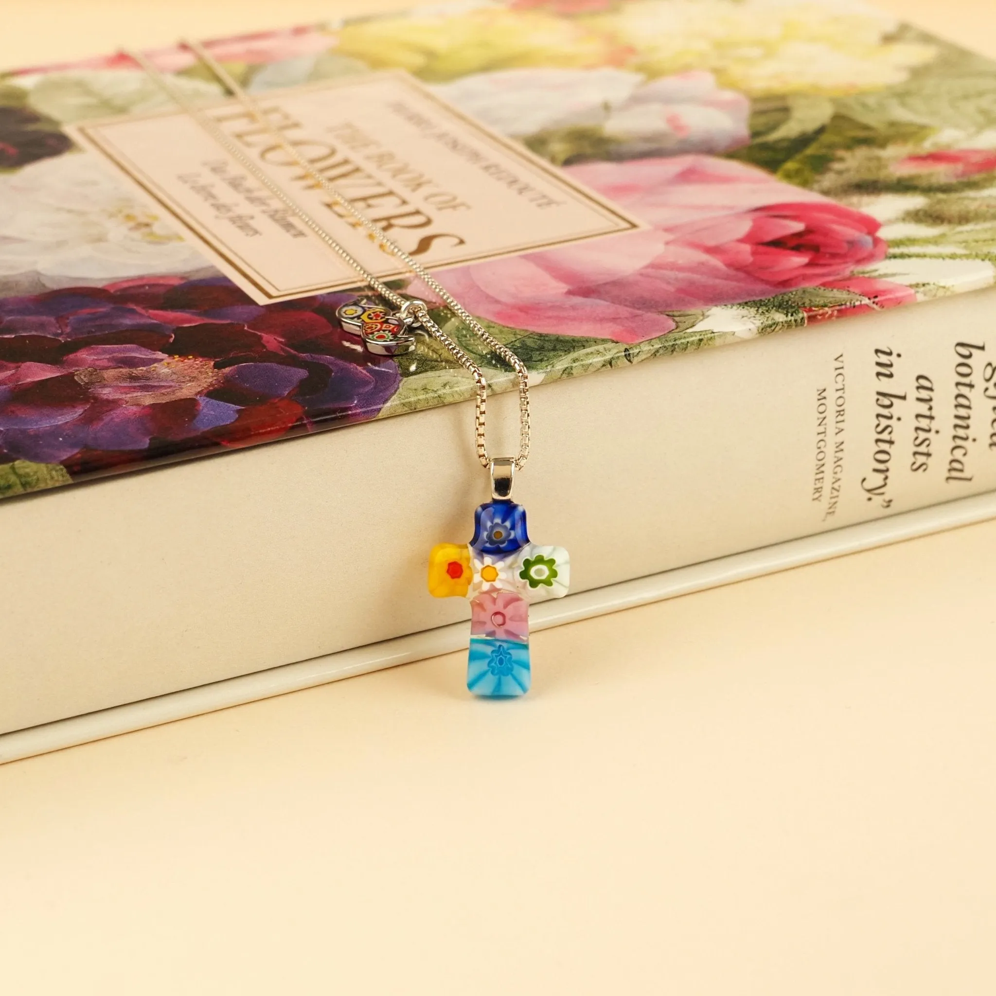 Tiny Cross in Bloom Necklace