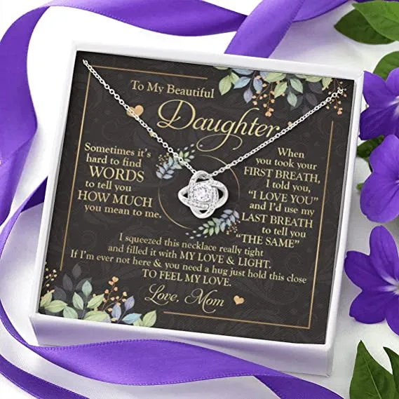 To My Daughter Love Knot Necklace, Gift For Daughter From Mom, Necklace For Daughters