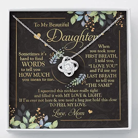 To My Daughter Love Knot Necklace, Gift For Daughter From Mom, Necklace For Daughters