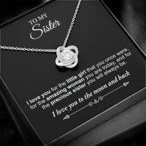 To My Sister necklace- I Love You To The Moon And Back Love Knot Necklace, Gift for BFF, Sister