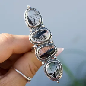 Tourmalinated Quartz Gypsy Ring- Sz 8