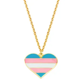 Transgender Flag Heart Shaped Necklace