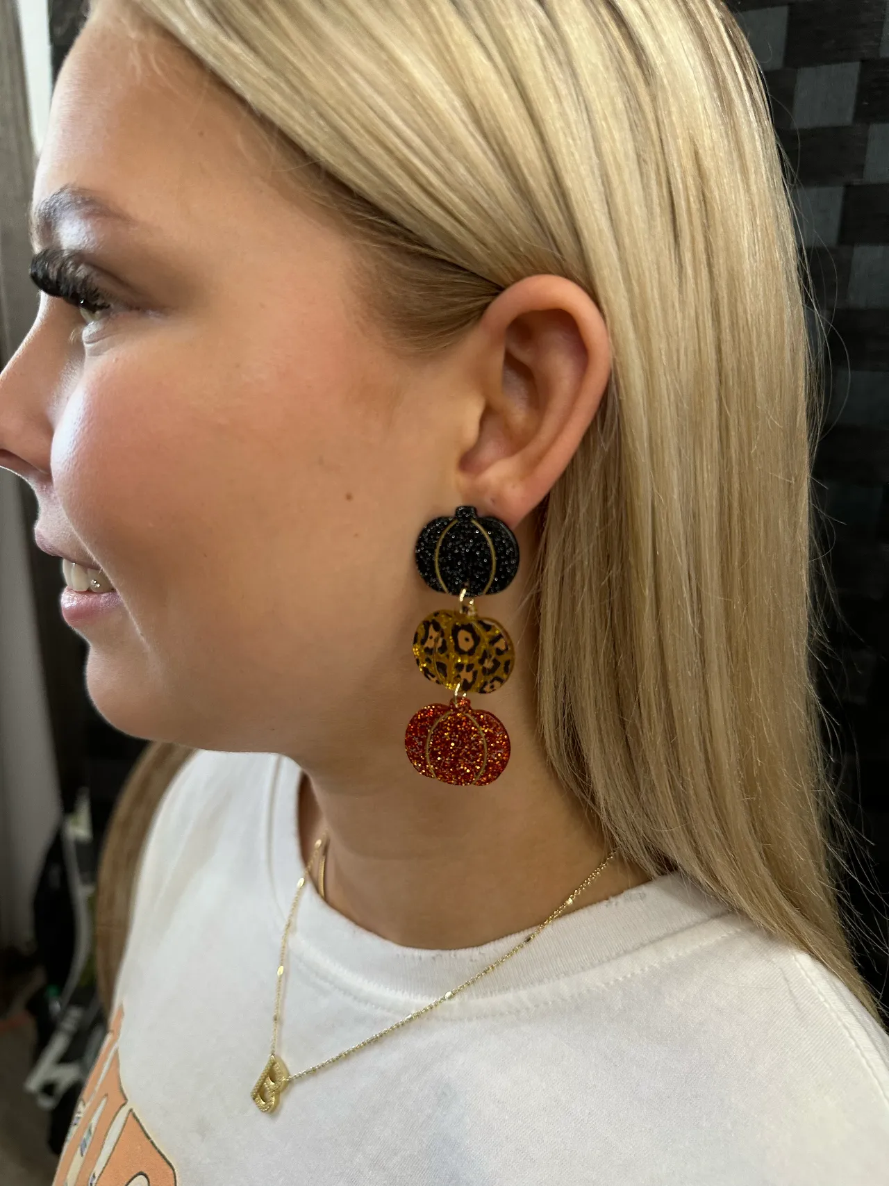 Triple pumpkin earrings