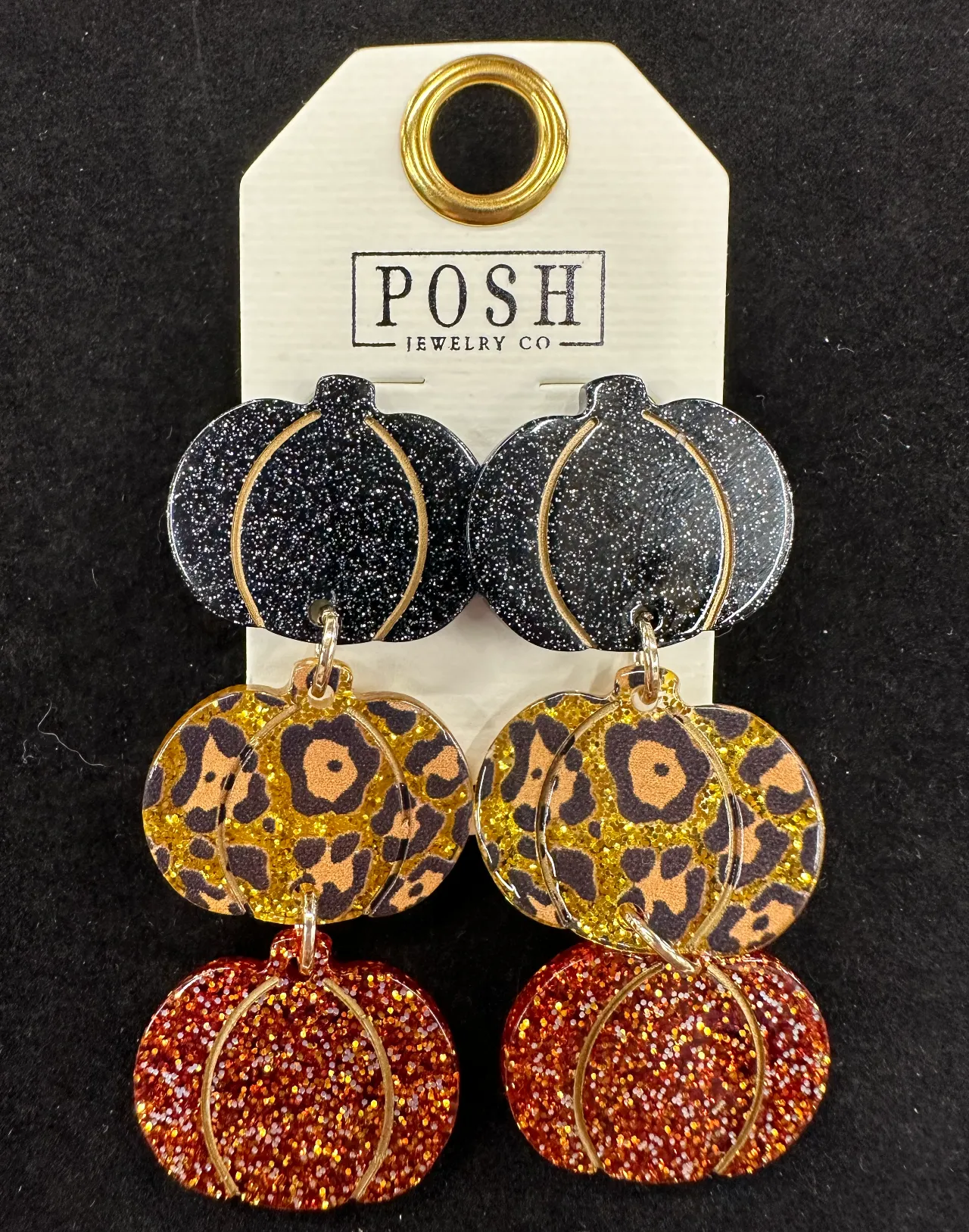 Triple pumpkin earrings