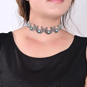 Turqouise Crescent Moon Choker