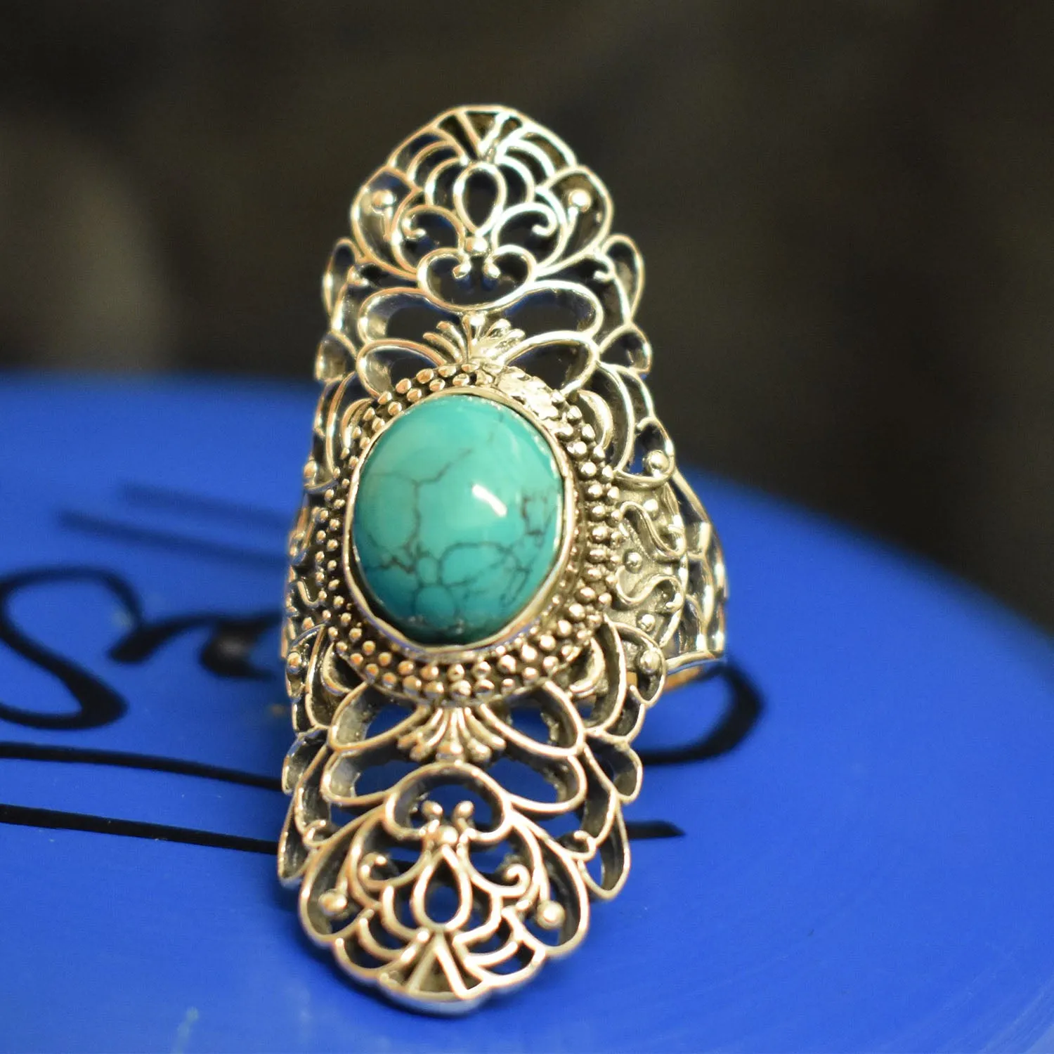 Turquoise Ring (925) Sterling Silver