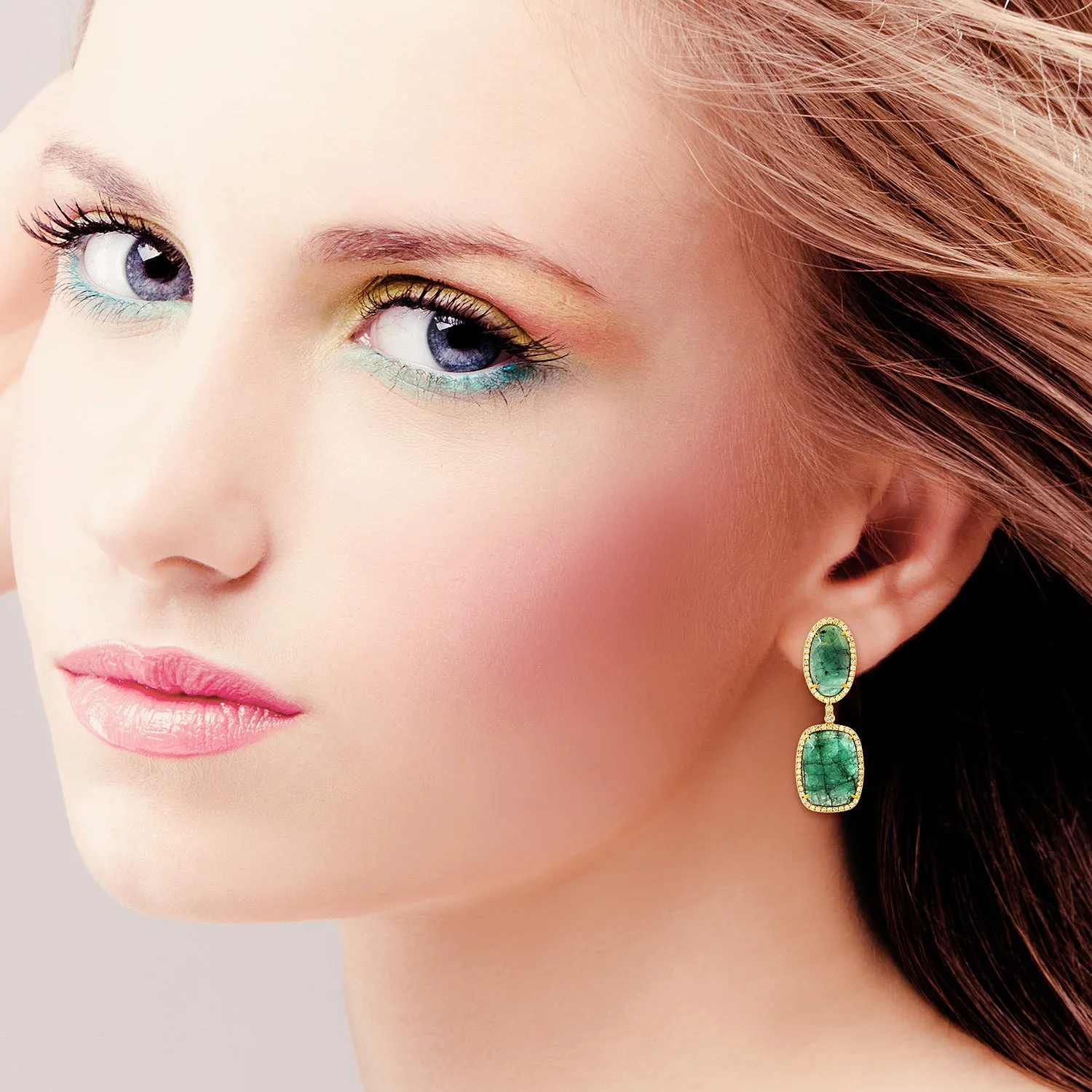 Unshaped Emerald Gemstone May Birthstone Unique Dangler Made In Solid Gold For her
