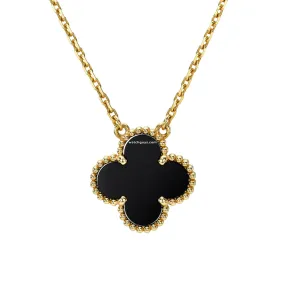 Van Cleef & Arpels Vintage Alhambra Pendant Necklace Onyx