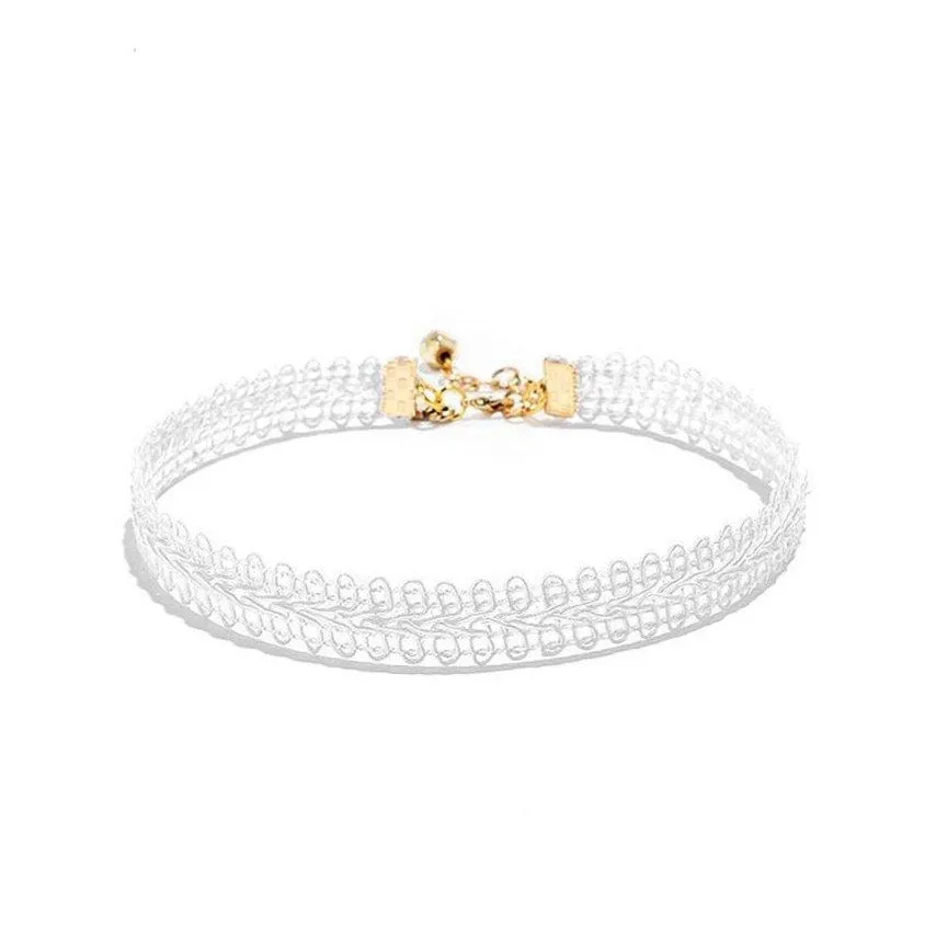 Vanessa Mooney Frozen Lace Choker White