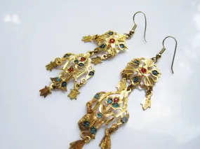 Vintage Brass and Paste Asian or Middle East Earrings