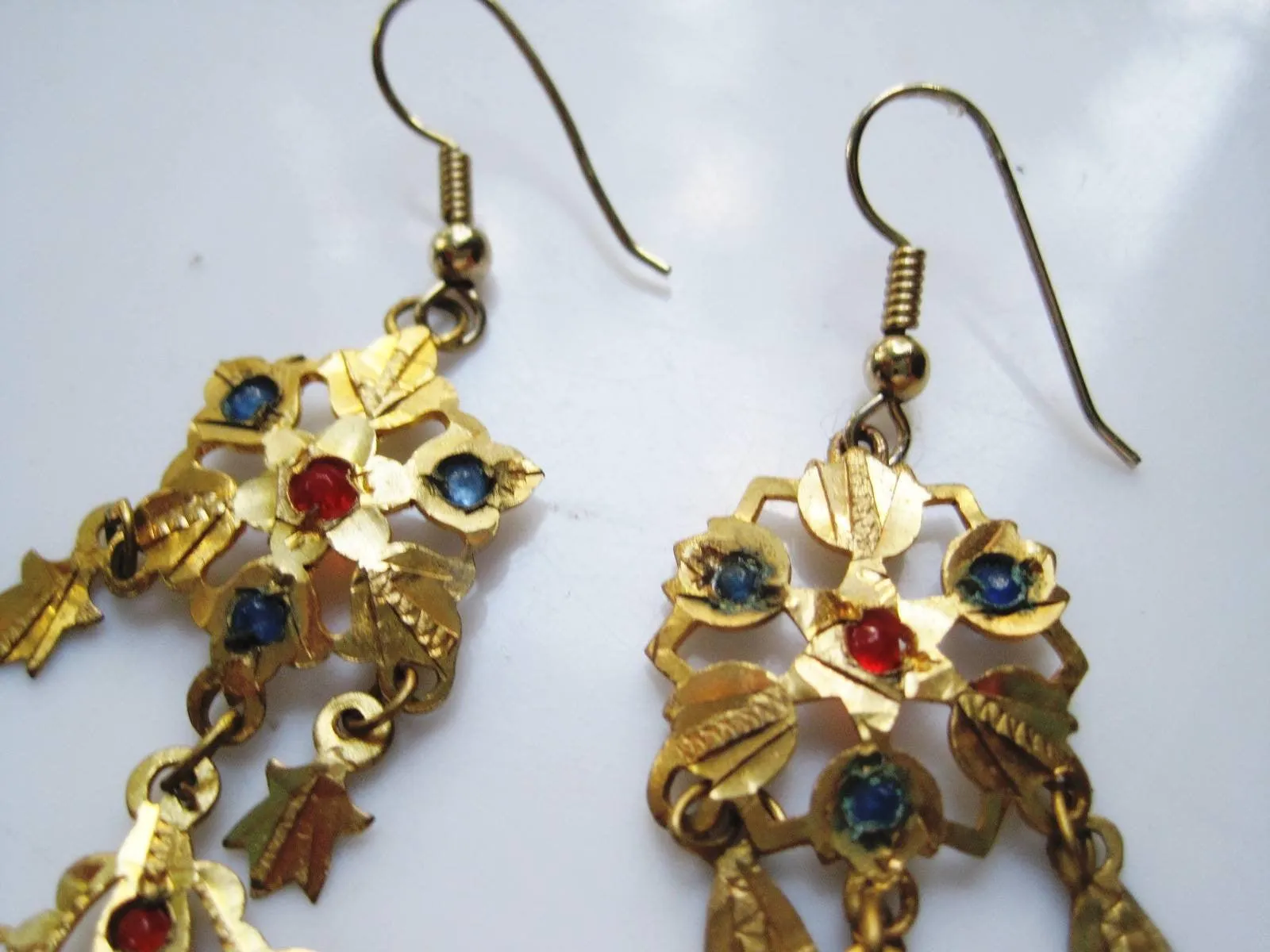 Vintage Brass and Paste Asian or Middle East Earrings